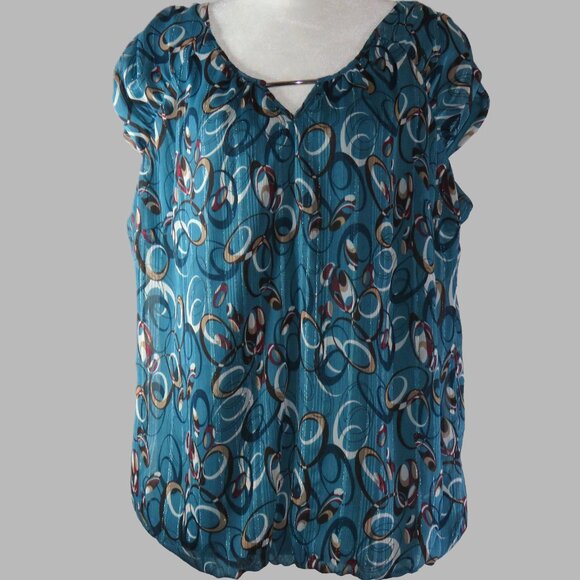 Dress Barn Women's Sleeveless Pullover Blouse Strech Bottom Size 14-16 (C644) - Picture 2 of 6